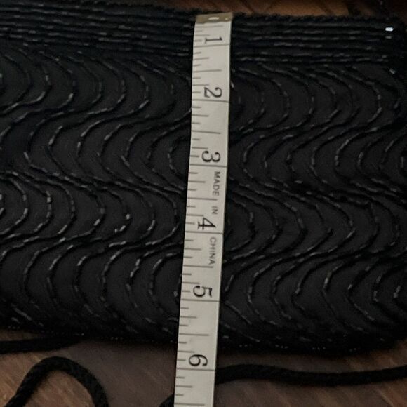 Black Beaded Formal Evening Bag Small Rectangle Crossbody purse Carla Marchi - Picture 5 of 5